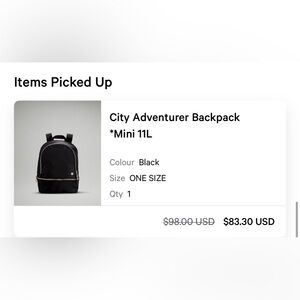 Lululemon City Adventurer backpack mini 11L